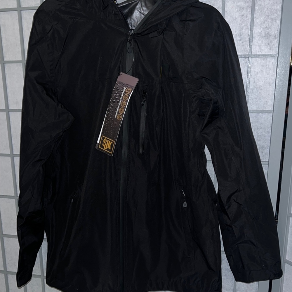 Mens Black Hooded Jacket by SJK NWT
